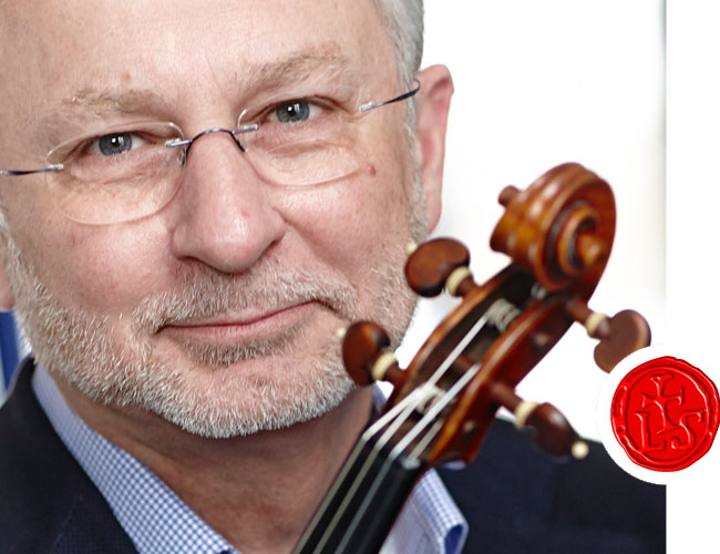 laurits larsen smiling with violin